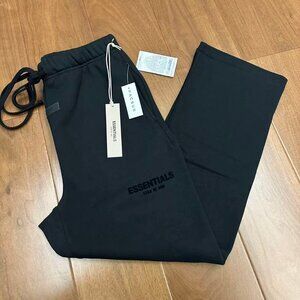 ESSENTIALS Black Stretch Limo Uncuffed Sweatpants